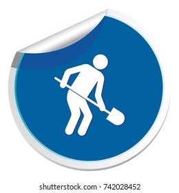 Digger with shovel icon. Vector illustration