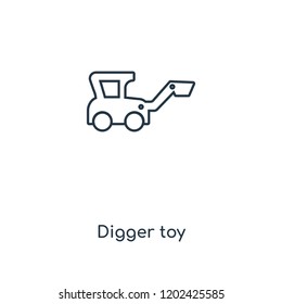 Digger toy concept line icon. Linear Digger toy concept outline symbol design. This simple element illustration can be used for web and mobile UI/UX.