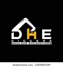 Diggers Haulage Excavations logo design concept