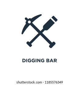 Digging Bar icon. Black filled vector illustration. Digging Bar symbol on white background. Can be used in web and mobile.
