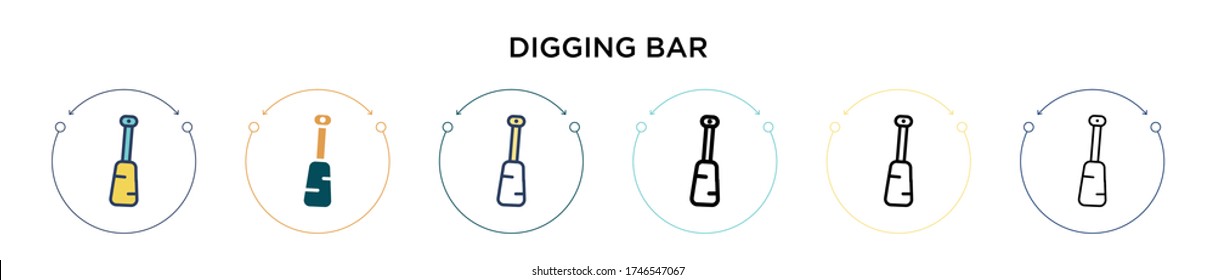 Digging bar icon in filled, thin line, outline and stroke style. Vector illustration of two colored and black digging bar vector icons designs can be used for mobile, ui, web