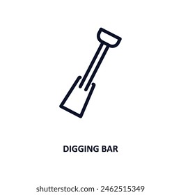 digging bar icon. Thin line digging bar icon from agriculture and farm collection. Outline vector isolated on white background. Editable digging bar symbol can be used web and mobile