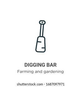 Digging bar outline vector icon. Thin line black digging bar icon, flat vector simple element illustration from editable farming and gardening concept isolated stroke on white background