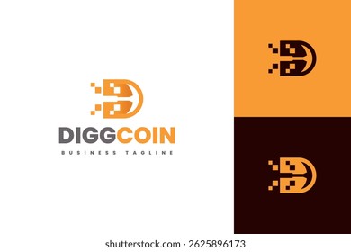 escavando moeda d letra logotipo vetor