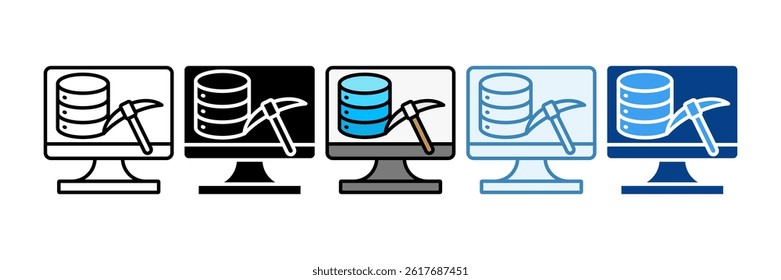 Digging Data Icon Set Multiple Style Collection