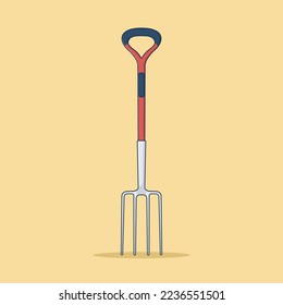 Digging Fork Vector Icon Illustration. Handy Tools Vector. Flat Cartoon Style Suitable for Web Landing Page, Banner, Flyer, Sticker, Wallpaper, Background