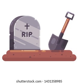 digging graves. tombstone. business in a cemetery. vector flat illustration