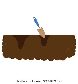 Digging a hole for planting. Garden vector flat illustration
