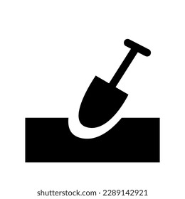 digging icon with garden shovel, shovel in ground, gardening work, work tool, vector symbol