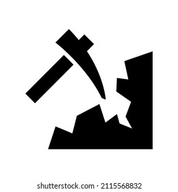 Icono de excavación aislado en fondo blanco
