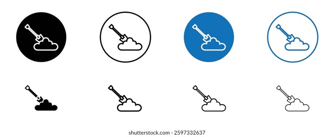 Digging icon set in black and blue colors on white background