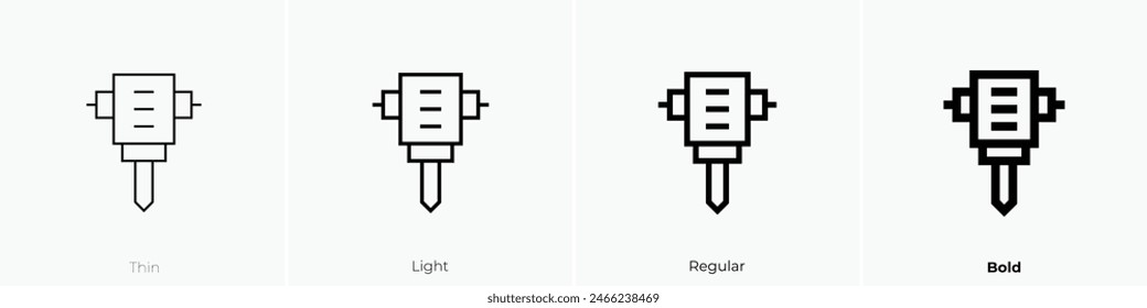 digging icon. Thin, Light Regular And Bold style design isolated on white background