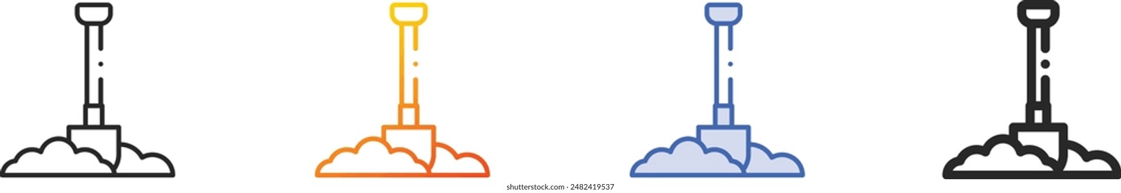 digging icon.Thin Linear, Gradient, Blue Stroke and bold Style Design Isolated On White Background