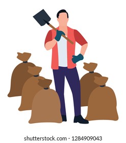 Digging labour flat icon design
