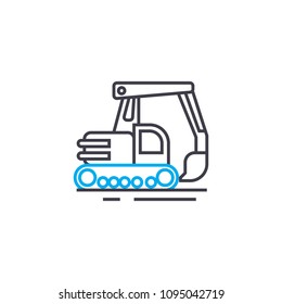 Digging machinery linear icon concept. Digging machinery line vector sign, symbol, illustration.