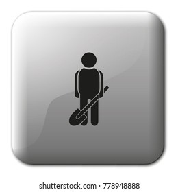 Digging man flat vector icon.