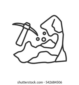 Digging mountains. Extraction of rocks. pickaxe and stone