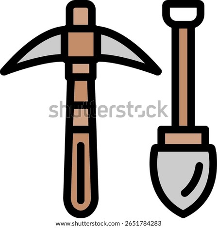 Digging Spade Line Filled Icon Design