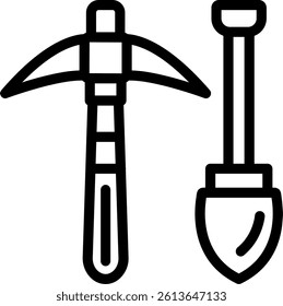 Digging Spade Line Vector Icon Design