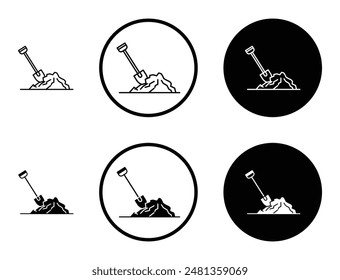 Digging thin line vector icon set.