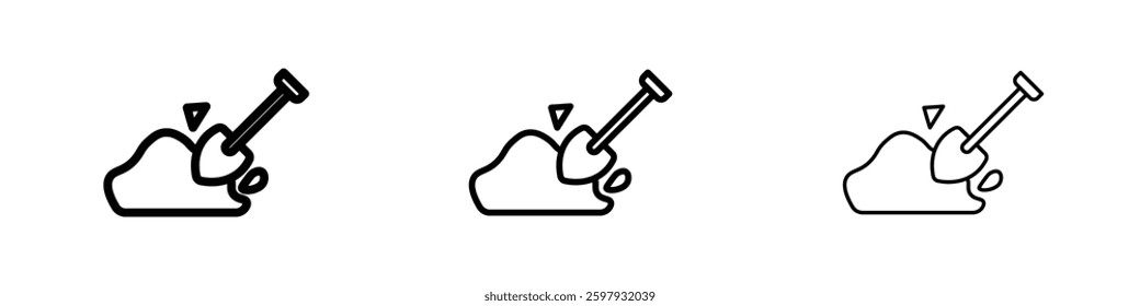 Digging thin line vector icon set.