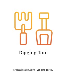 Digging Tool Vector Gradient Circle Outline Icon. Eps 10 file