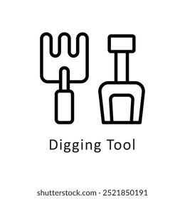 Digging Tool vector outline Icon style illustration. Symbol on White background EPS 10 File