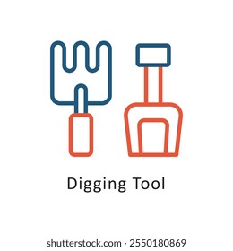 Digging Tool Vector Two Color Outline IconIcon. Eps 10 file