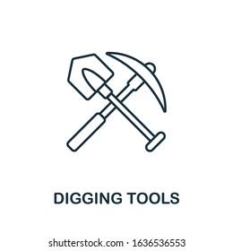 Digging Tools icon. Thin line style element from farm icons collection. Outline Digging Tools icon for computer and mobile.