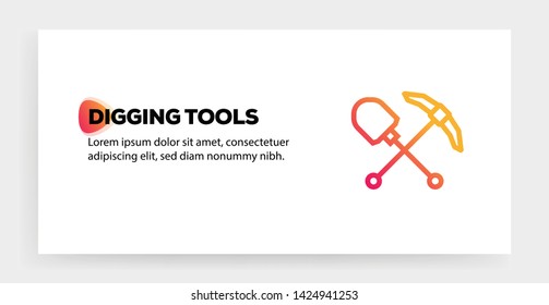 DIGGING TOOLS AND ILLUSTRATION ICON CONCEPT