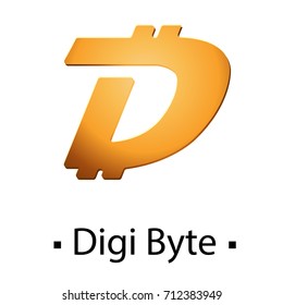 Digi Byte cryptocurrency golden icon. Vector illustration isolated on white background.