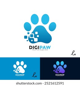 Digi Paw logo design logo vector. Suitable for business, Animal and Technology