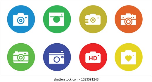 digicam icon set. 8 filled digicam icons.  Simple modern icons about  - Camera