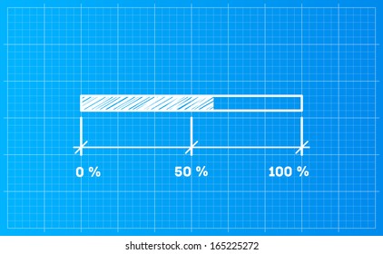 Digiral preloader, download bar on a blueprint background