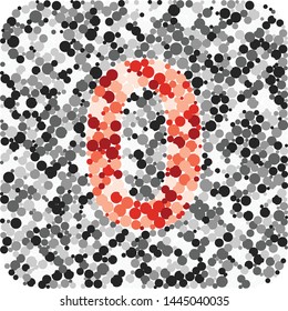 Digit 0 color distributed circles dots illustration