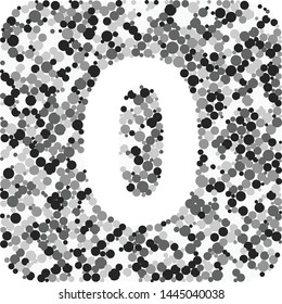 Digit 0 color distributed circles dots illustration