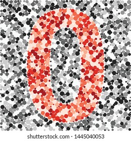 Digit 0 color distributed circles dots illustration