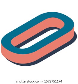 Digit 0 in isometric view. Blue-orange colors.