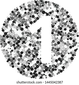 Digit 1 color distributed circles dots illustration
