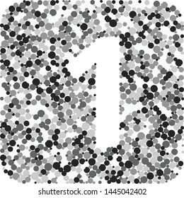 Digit 1 color distributed circles dots illustration