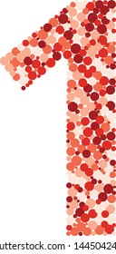 Digit 1 color distributed circles dots illustration