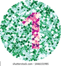 Digit 1 color distributed circles dots illustration