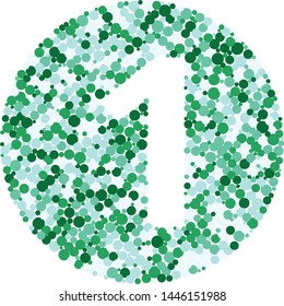 Digit 1 color distributed circles dots illustration