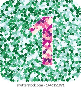 Digit 1 color distributed circles dots illustration