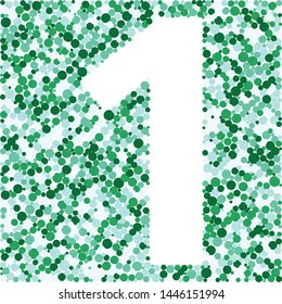 Digit 1 color distributed circles dots illustration