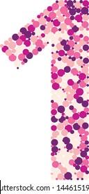 Digit 1 color distributed circles dots illustration