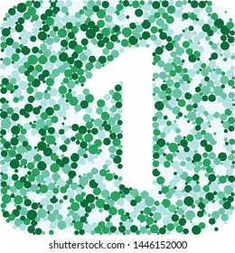 Digit 1 color distributed circles dots illustration