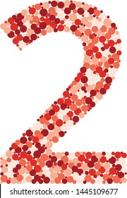 Digit 2 color distributed circles dots illustration