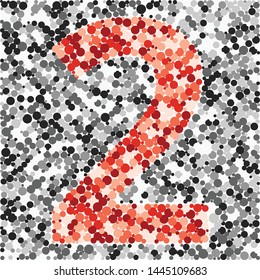 Digit 2 color distributed circles dots illustration