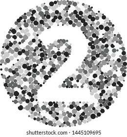 Digit 2 color distributed circles dots illustration